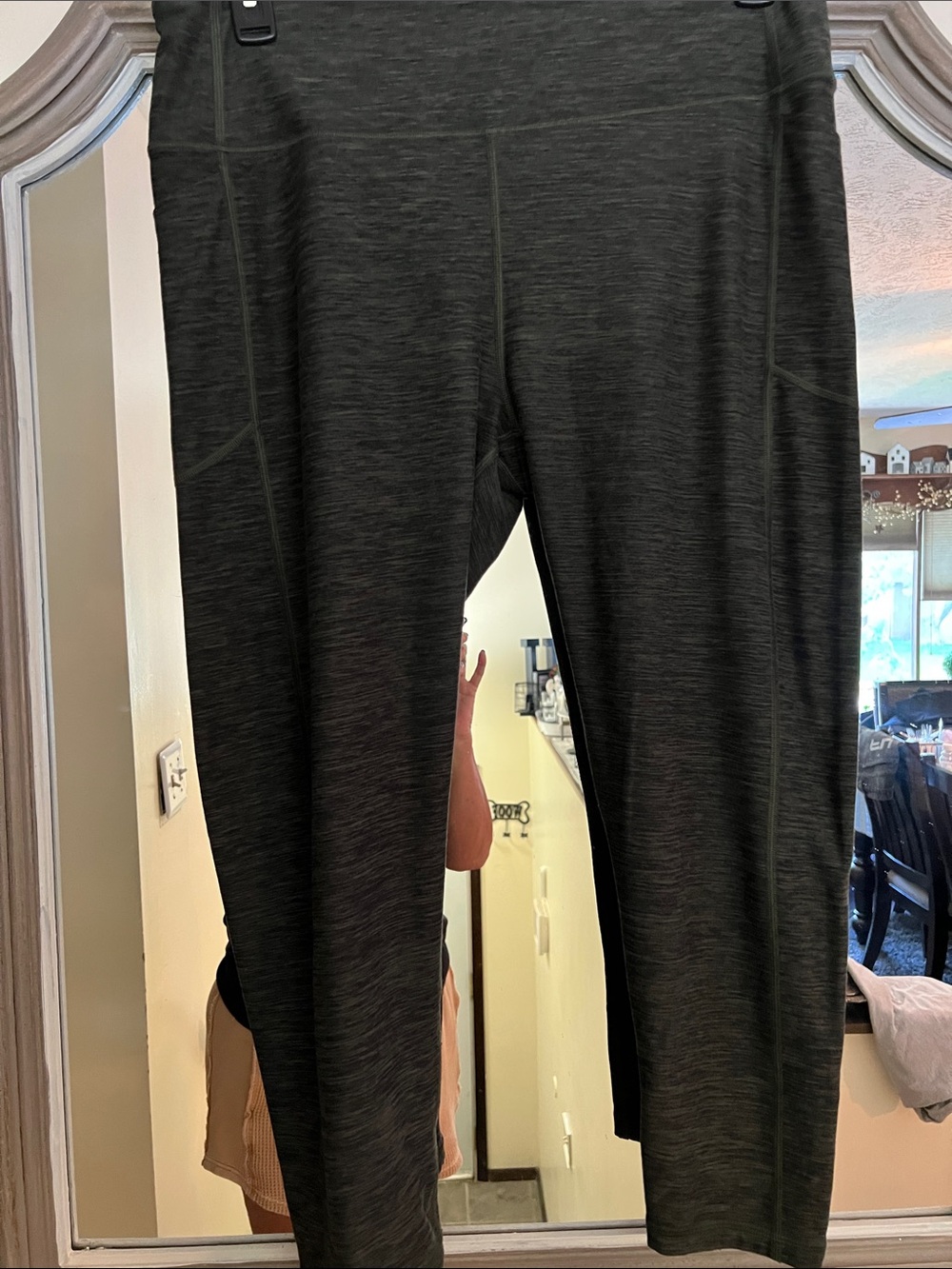 Victoria's Secret Charcoal Gray and mossy green Leggings